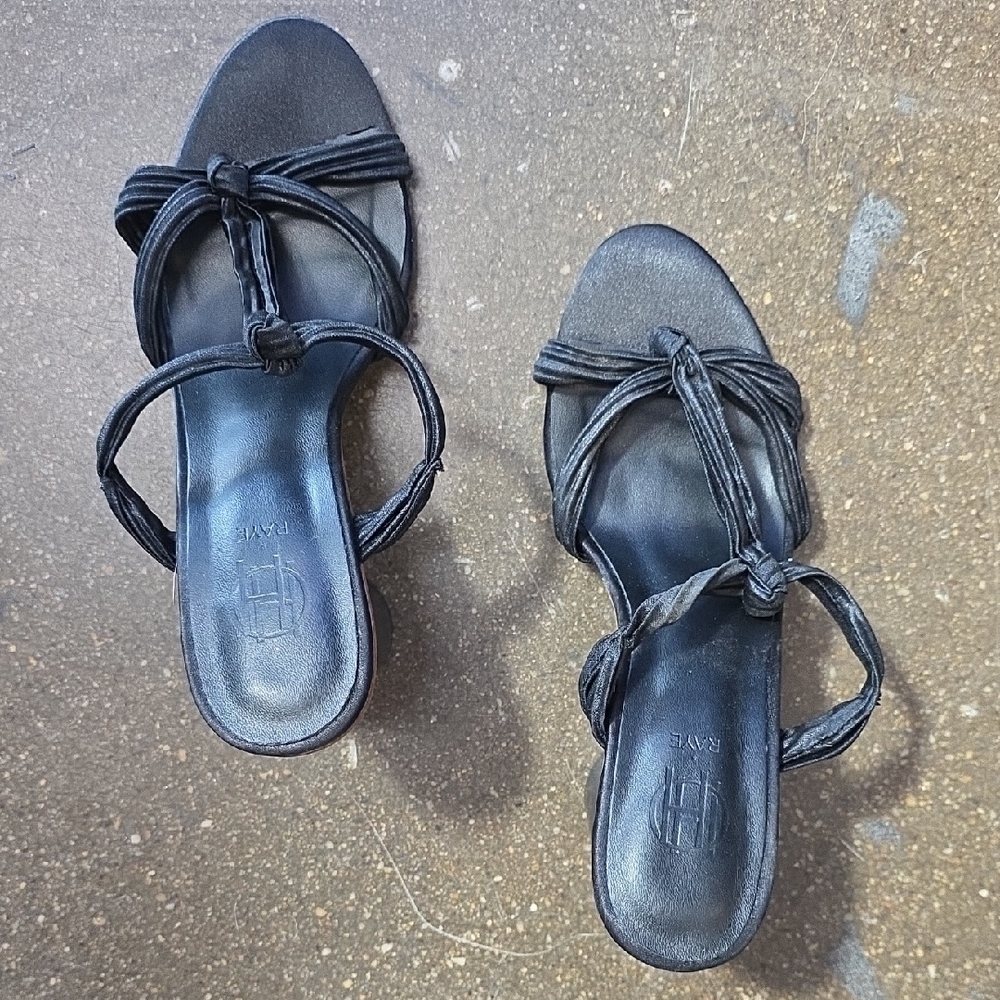 RAYE Black Knotted Heels With Silk Straps